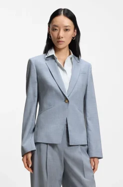 Slim-Fit Blazer aus melierter Schurwolle