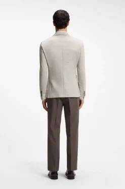 Slim-Fit Blazer aus Schurwolle mit Baumwolle