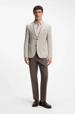 Slim-Fit Blazer aus Schurwolle mit Baumwolle