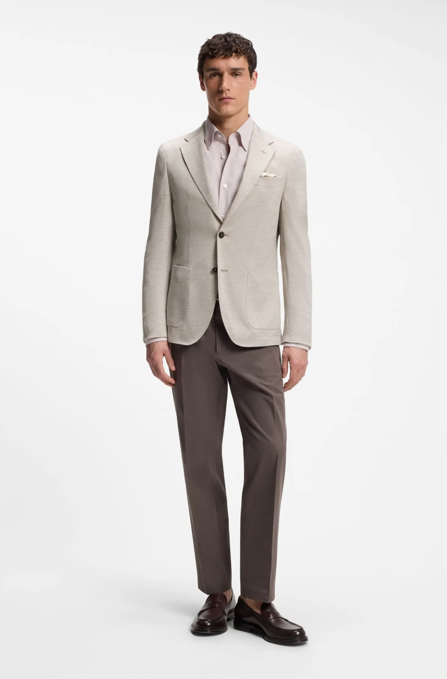 Slim-Fit Blazer aus Schurwolle mit Baumwolle