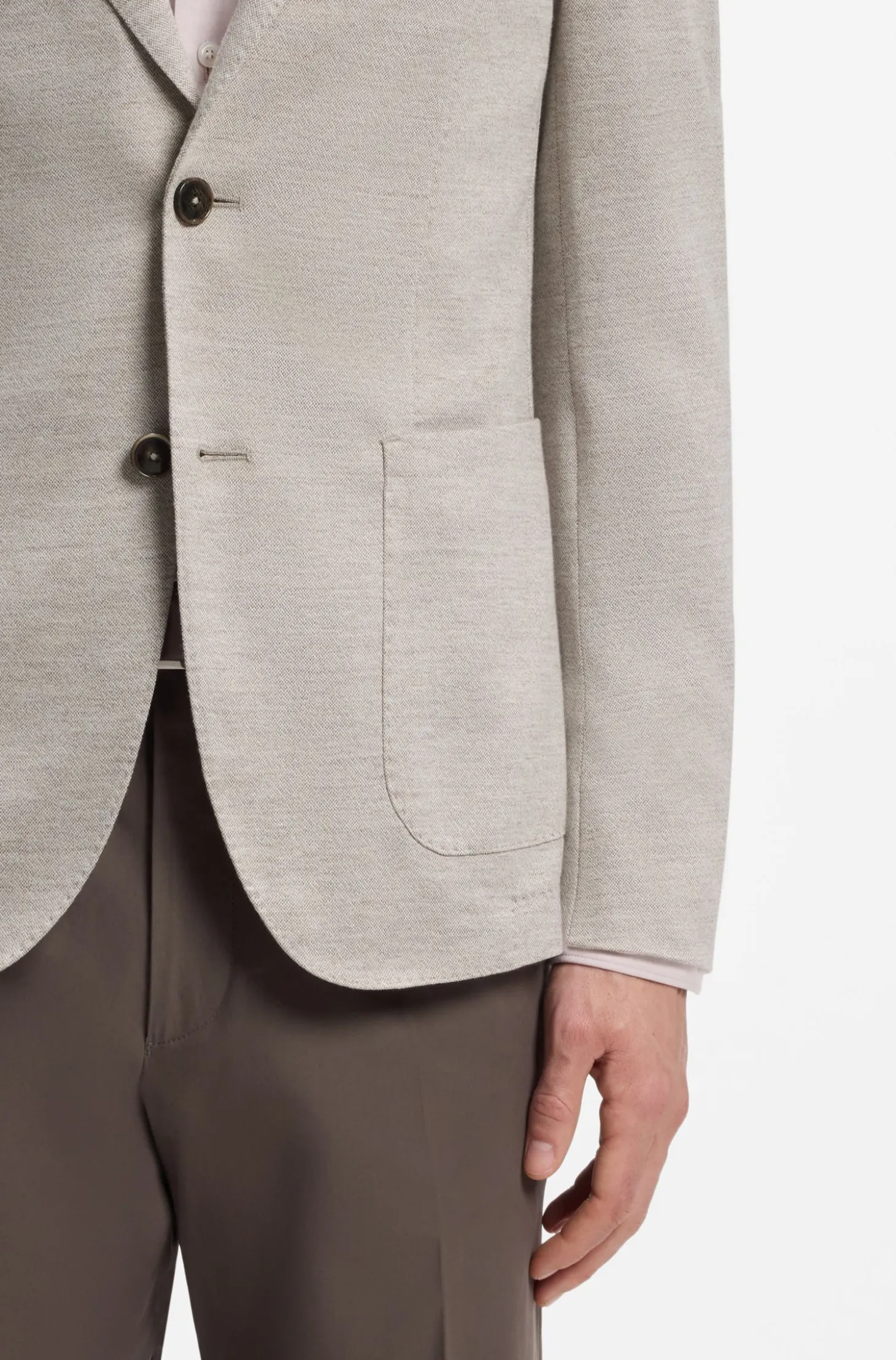 Slim-Fit Blazer aus Schurwolle mit Baumwolle