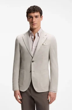 Slim-Fit Blazer aus Schurwolle mit Baumwolle