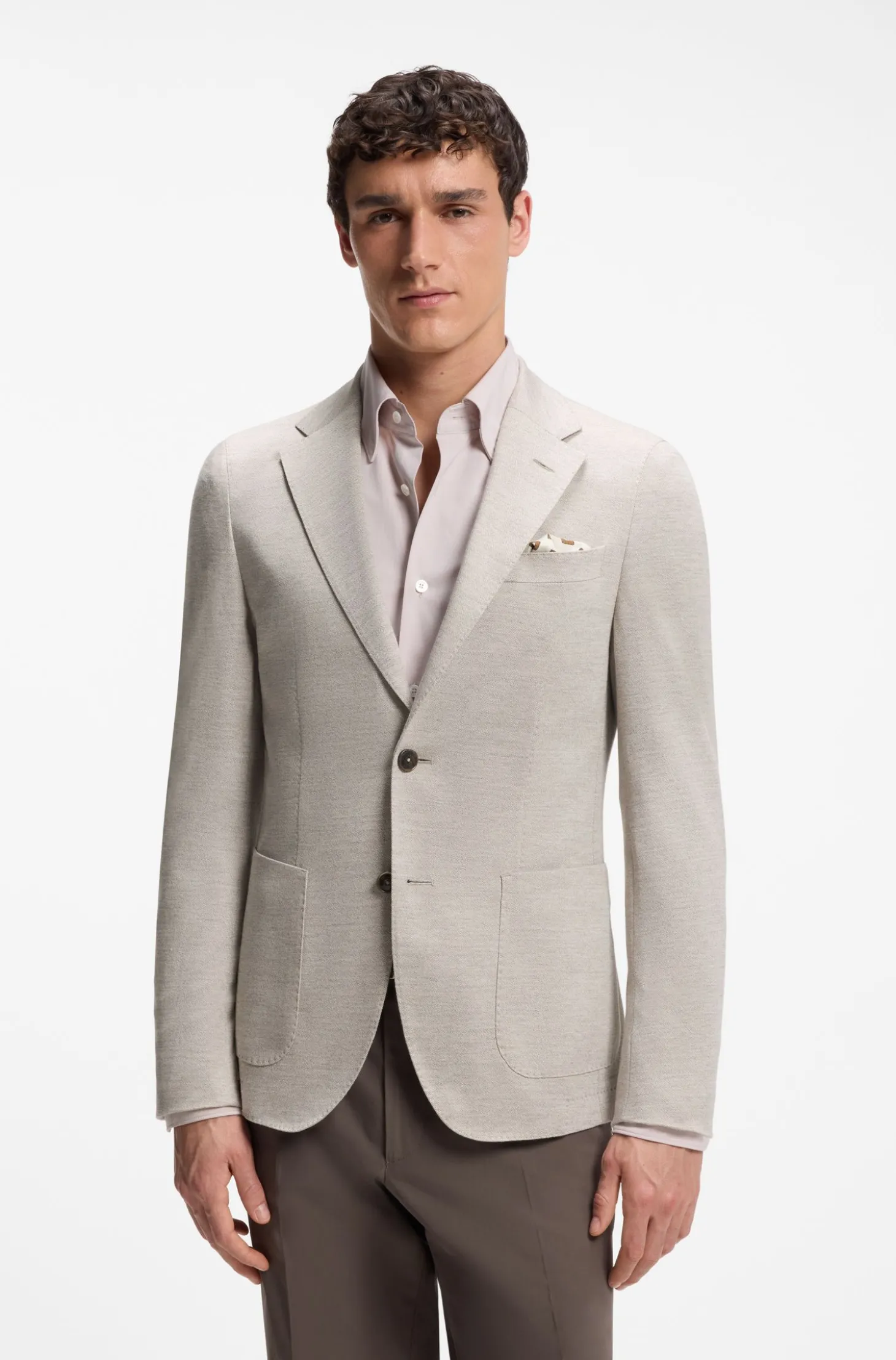 Slim-Fit Blazer aus Schurwolle mit Baumwolle