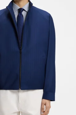 Slim-Fit Blazer aus Schurwolle mit Kreidestreifen