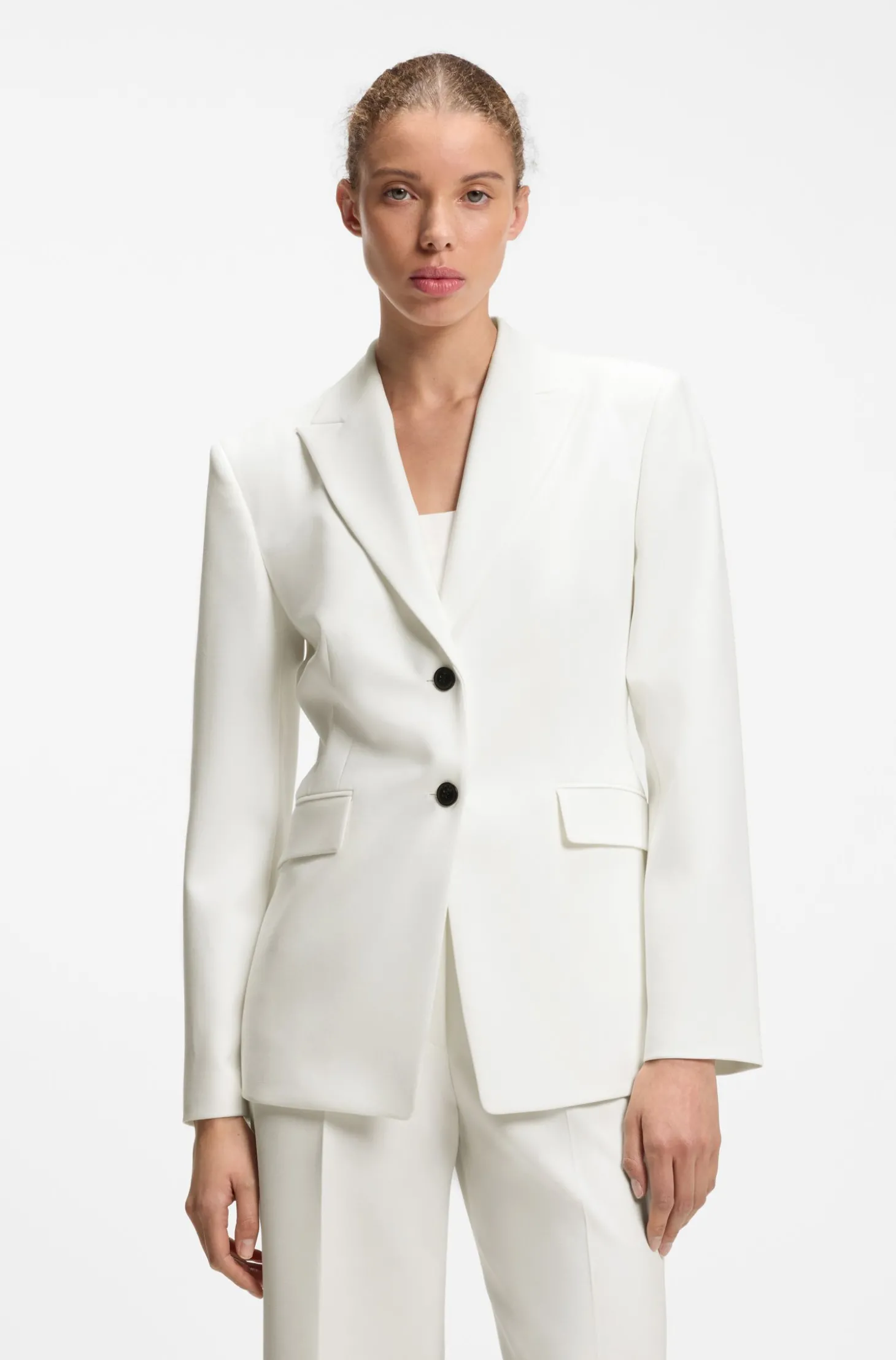 Slim-Fit Blazer mit kontrastfarbenen Knöpfen