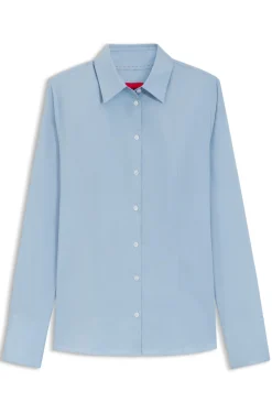 Slim-Fit Bluse aus bügelleichtem Baumwoll-Mix mit Twill-Struktur