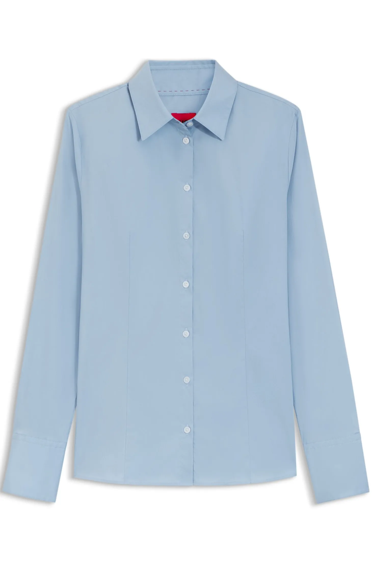 Slim-Fit Bluse aus bügelleichtem Baumwoll-Mix mit Twill-Struktur