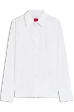 Slim-Fit Bluse aus bügelleichtem Baumwoll-Mix mit Twill-Struktur