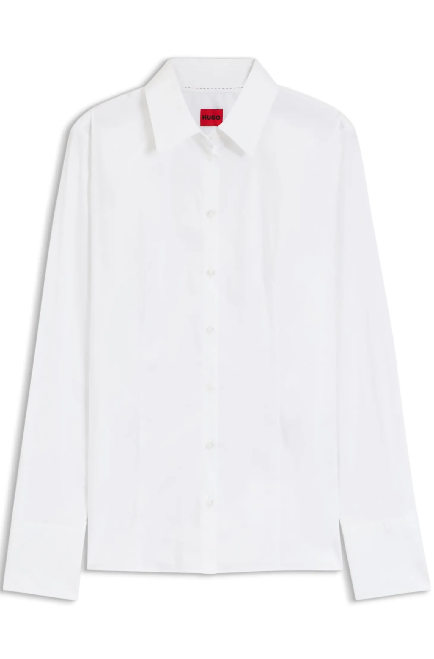 Slim-Fit Bluse aus bügelleichtem Baumwoll-Mix mit Twill-Struktur