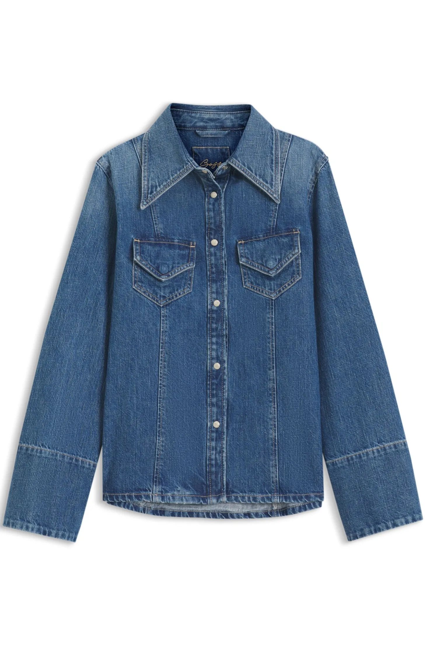 Slim-Fit Bluse aus festem Crosshatch-Denim