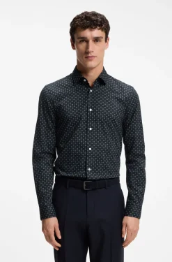 Slim-Fit Business-Hemd aus elastischer Popeline