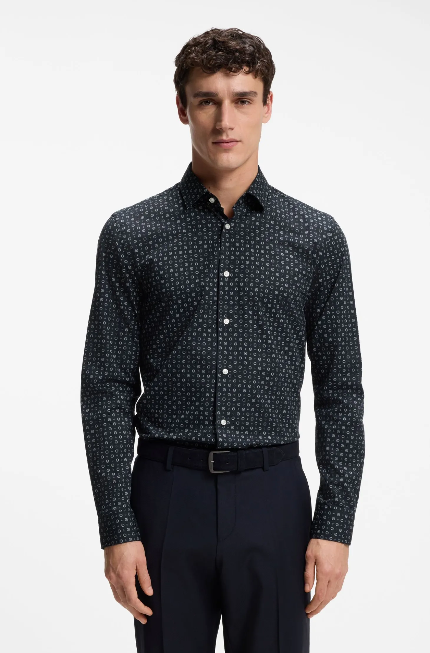 Slim-Fit Business-Hemd aus elastischer Popeline