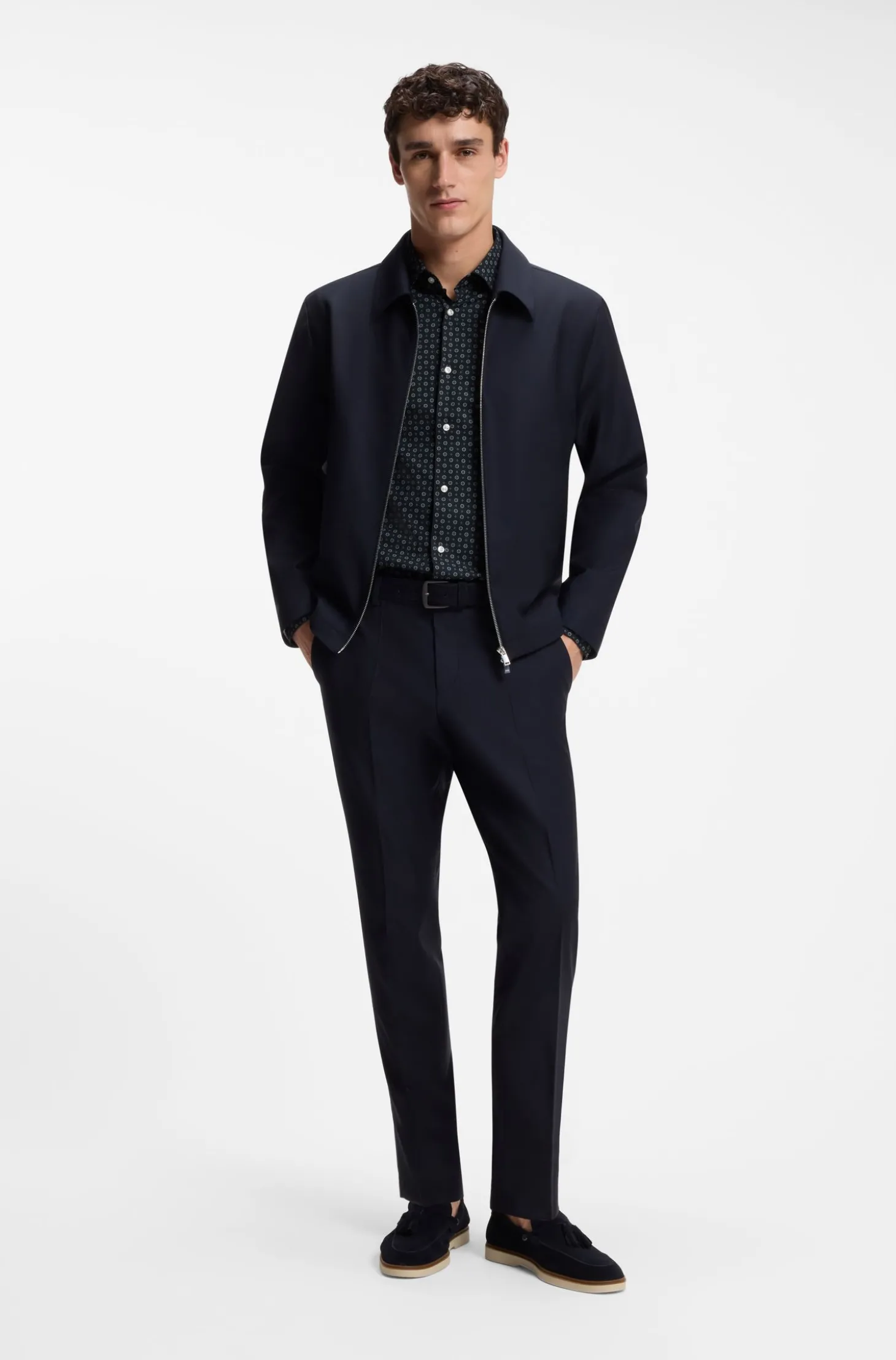 Slim-Fit Business-Hemd aus elastischer Popeline