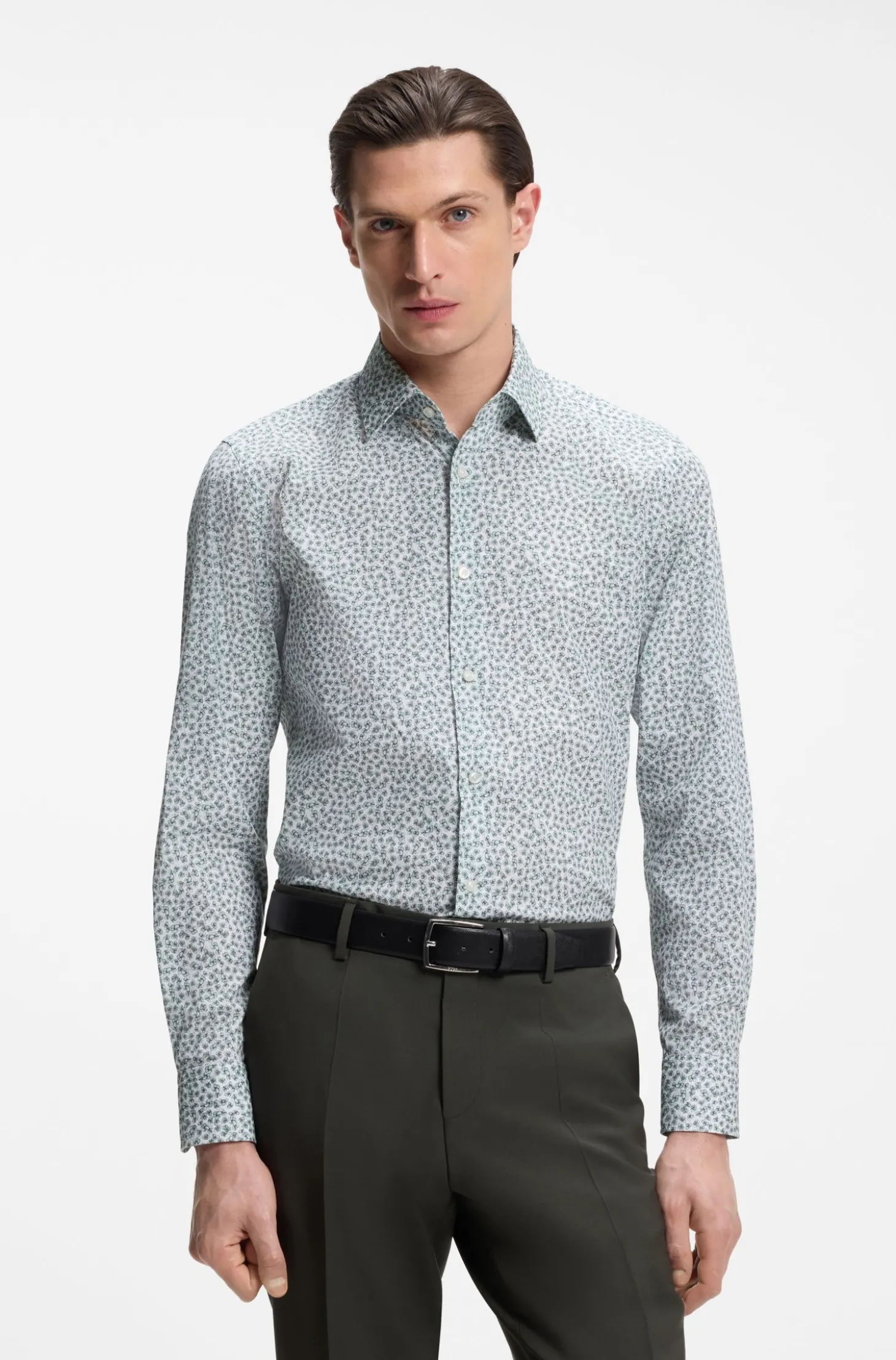 Slim-Fit Business-Hemd aus Stretch-Popeline