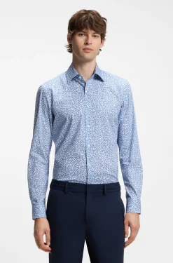 Slim-Fit Business-Hemd aus Stretch-Popeline