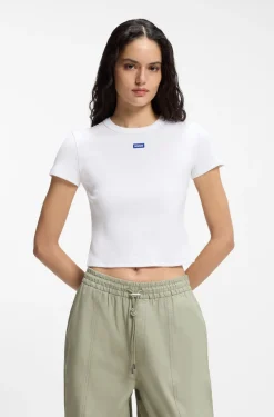 Slim-Fit Cropped T-Shirt aus Stretch-Baumwolle