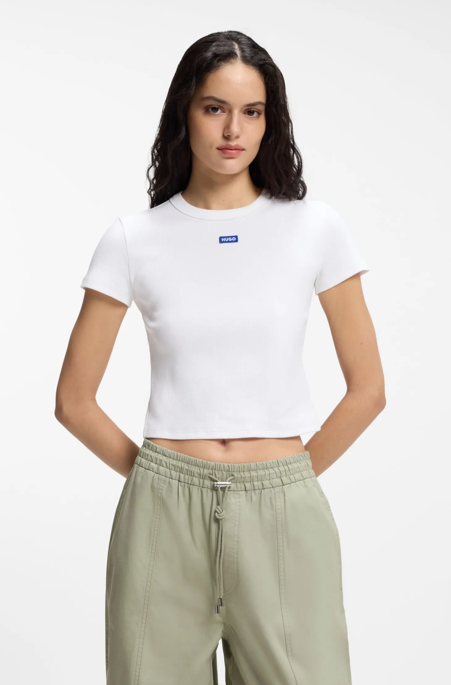 Slim-Fit Cropped T-Shirt aus Stretch-Baumwolle