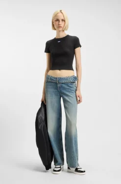 Slim-Fit Cropped T-Shirt aus Stretch-Baumwolle