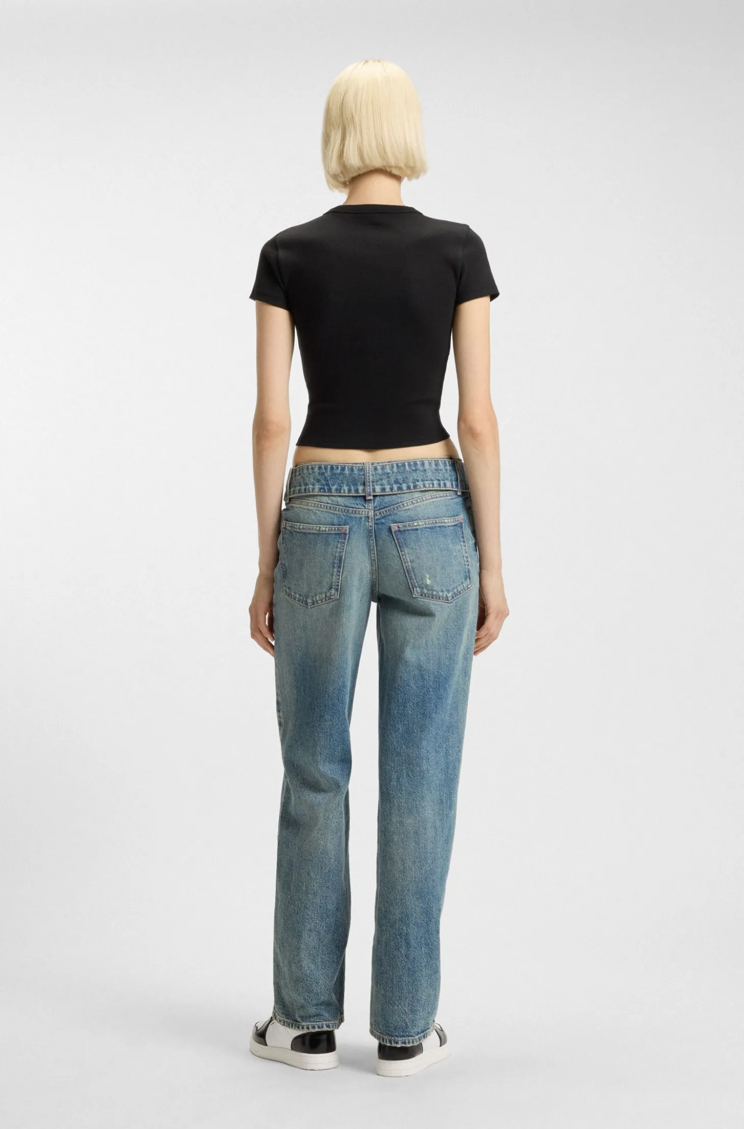 Slim-Fit Cropped T-Shirt aus Stretch-Baumwolle