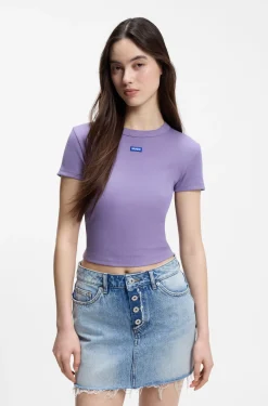 Slim-Fit Cropped T-Shirt aus Stretch-Baumwolle