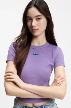 Slim-Fit Cropped T-Shirt aus Stretch-Baumwolle