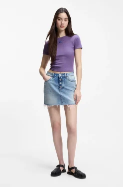 Slim-Fit Cropped T-Shirt aus Stretch-Baumwolle