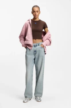 Slim-Fit Cropped T-Shirt aus Stretch-Baumwolle