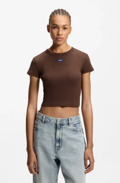 Slim-Fit Cropped T-Shirt aus Stretch-Baumwolle