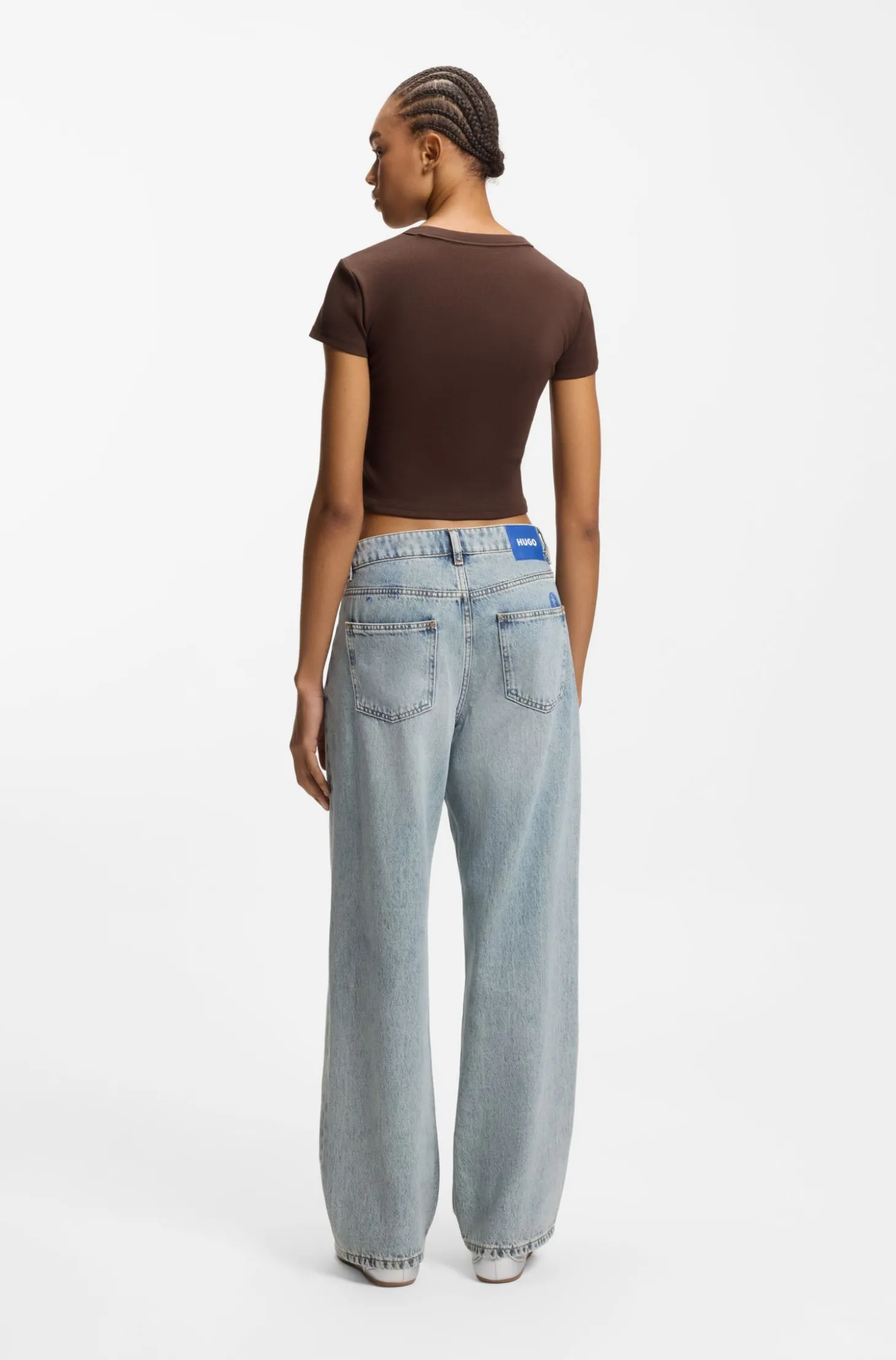 Slim-Fit Cropped T-Shirt aus Stretch-Baumwolle