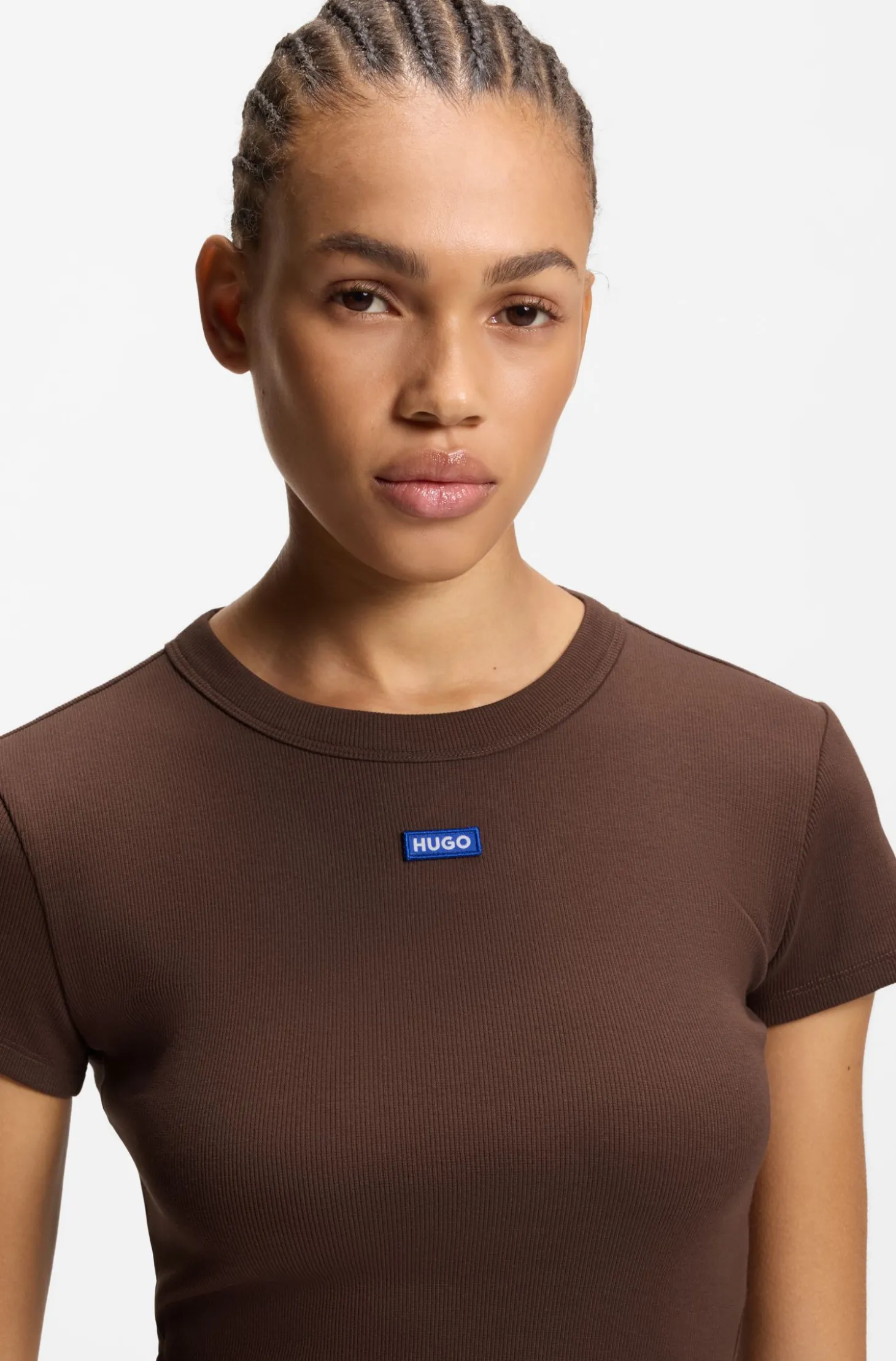 Slim-Fit Cropped T-Shirt aus Stretch-Baumwolle