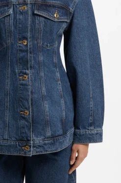 Slim-Fit Denim-Jacke mit Sanduhr-Silhouette aus japanischem Baumwoll-Denim