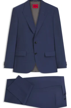 Slim-Fit Dreiteiler Anzug aus Woll-Mix mit Popeline-Struktur