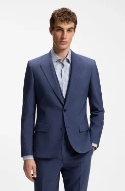 Slim-Fit Dreiteiler Anzug aus Woll-Mix mit Popeline-Struktur