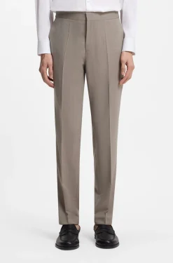 Slim-Fit Dreiteiler Anzug aus Woll-Mix mit Popeline-Struktur