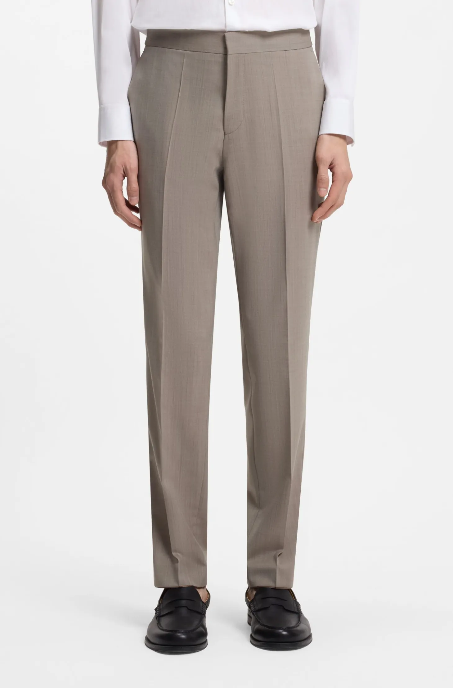 Slim-Fit Dreiteiler Anzug aus Woll-Mix mit Popeline-Struktur