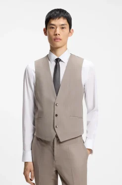 Slim-Fit Dreiteiler Anzug aus Woll-Mix mit Popeline-Struktur