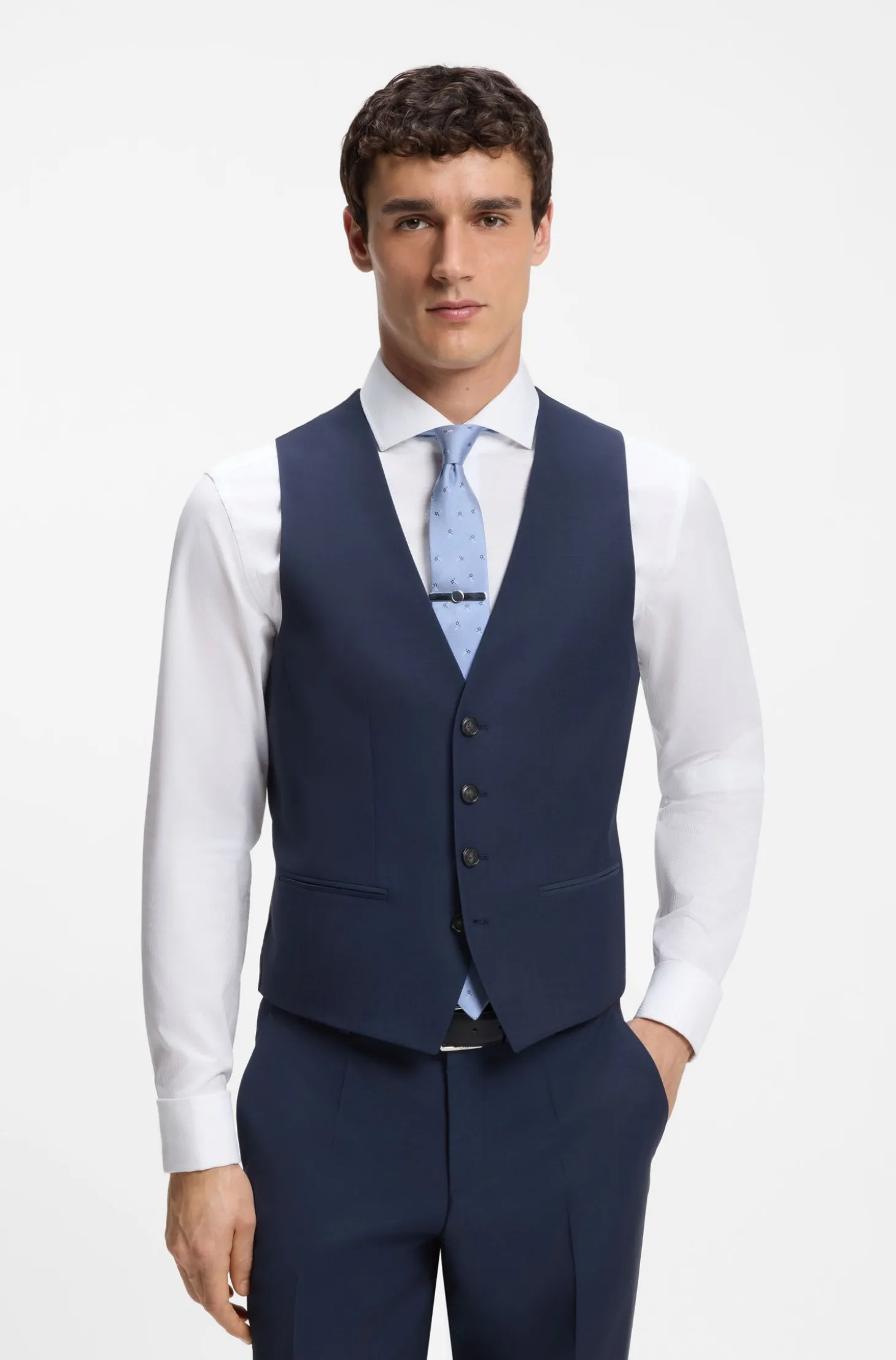 Slim-Fit Dreiteiler aus Schurwolle