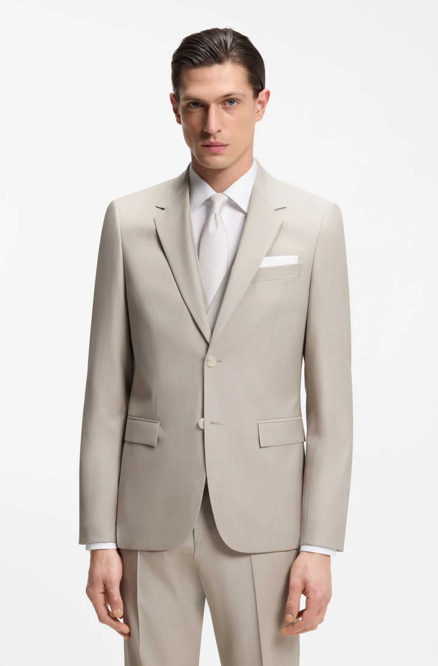 Slim-Fit Dreiteiler aus Schurwolle