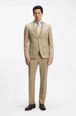 Slim-Fit Dreiteiler aus Schurwoll-Serge