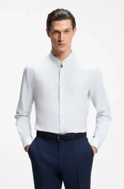 Slim-Fit Hemd aus Baumwolle mit Fischgrät-Streifen-Muster