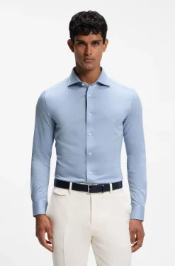 Slim-Fit Hemd aus Baumwolle und Seide