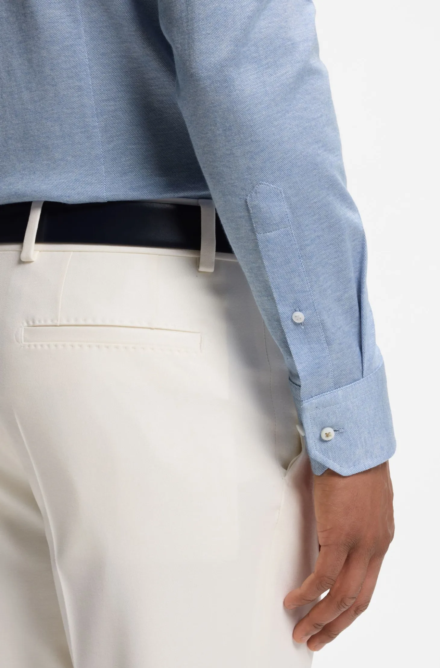 Slim-Fit Hemd aus Baumwolle und Seide