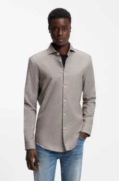 Slim-Fit Hemd aus Baumwolle und Leinen