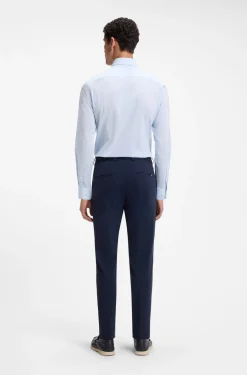 Slim-Fit Hemd aus Baumwoll-Mix mit Popeline-Struktur und Streifen-Dessin