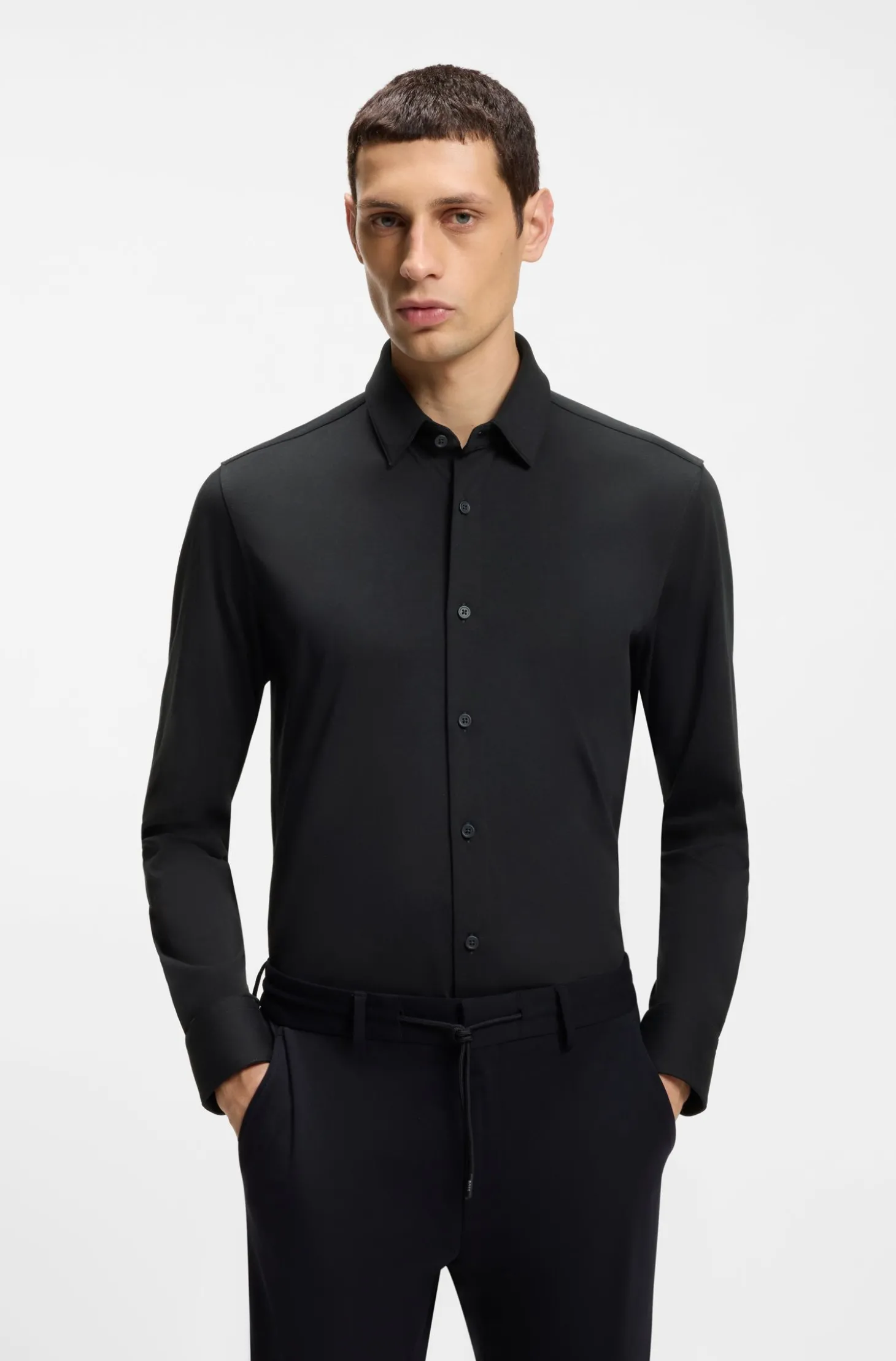Slim-Fit Hemd aus Baumwoll-Mix mit Performance-Stretch