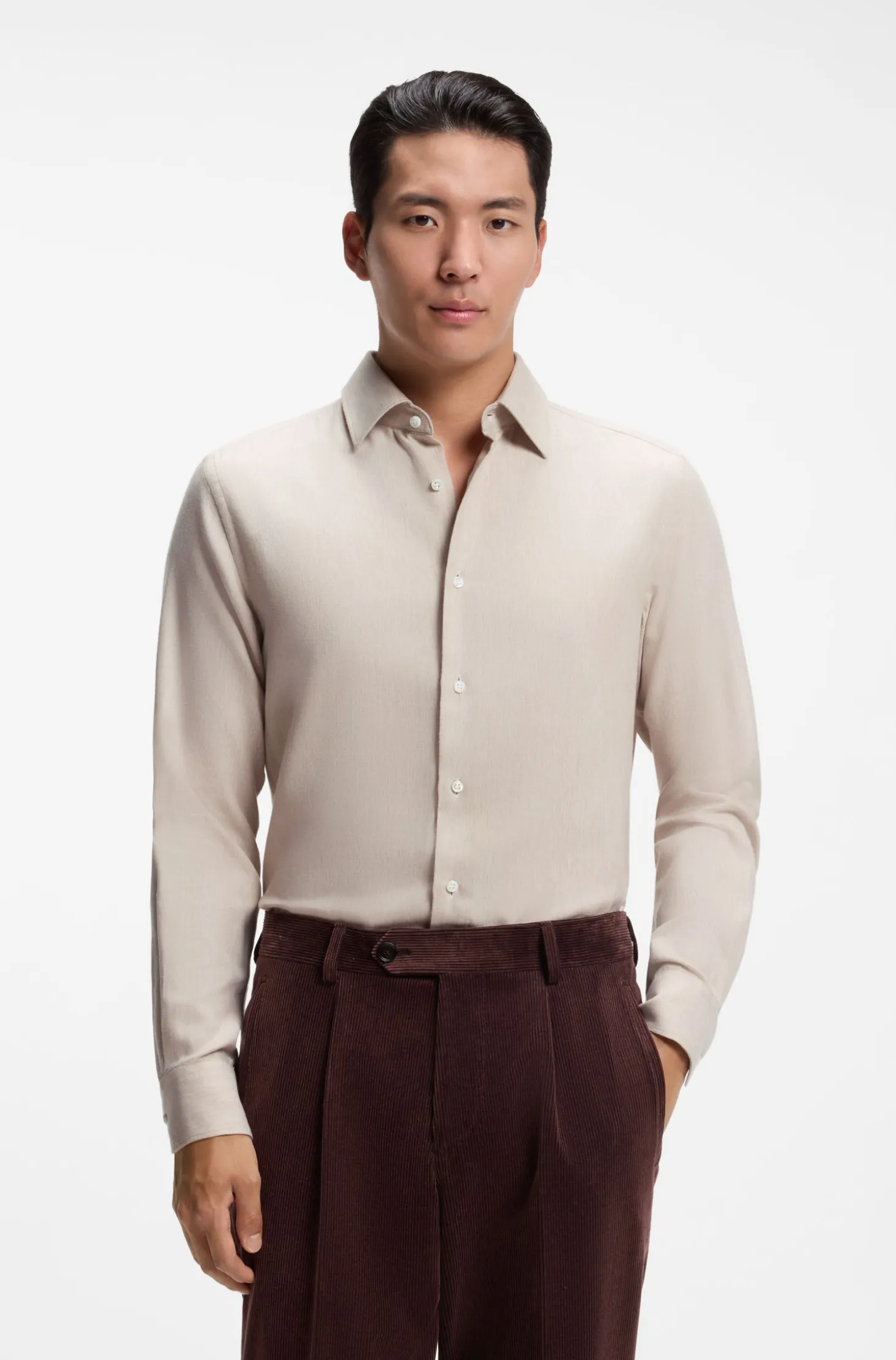 Slim-Fit Hemd aus Baumwoll-Mix-Flanell