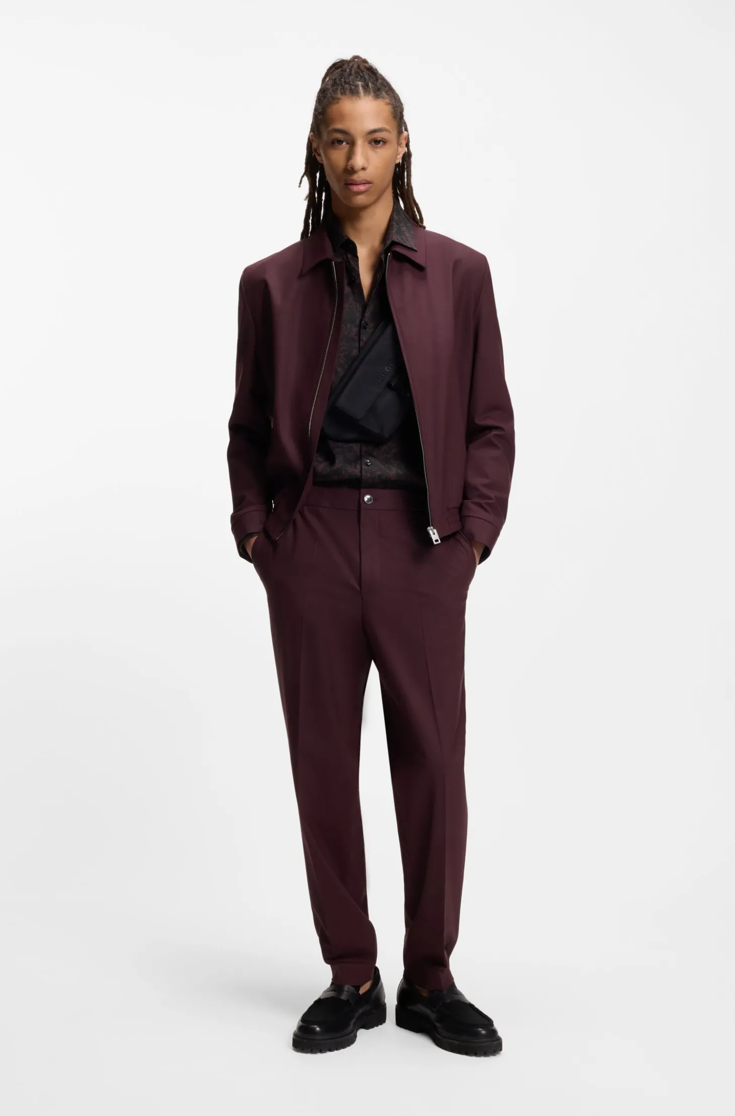 Slim-Fit Hemd aus bedrucktem Satin