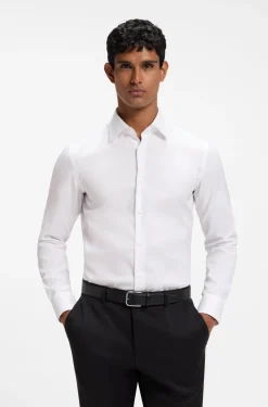 Slim-Fit Hemd aus bügelleichtem Baumwoll-Twill