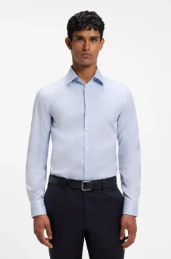 Slim-Fit Hemd aus bügelleichtem Baumwoll-Twill