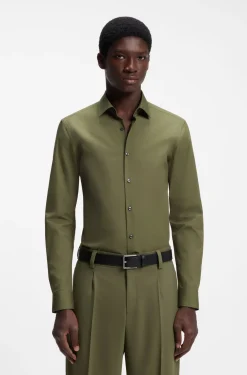 Slim-Fit Hemd aus bügelleichter Baumwoll-Popeline
